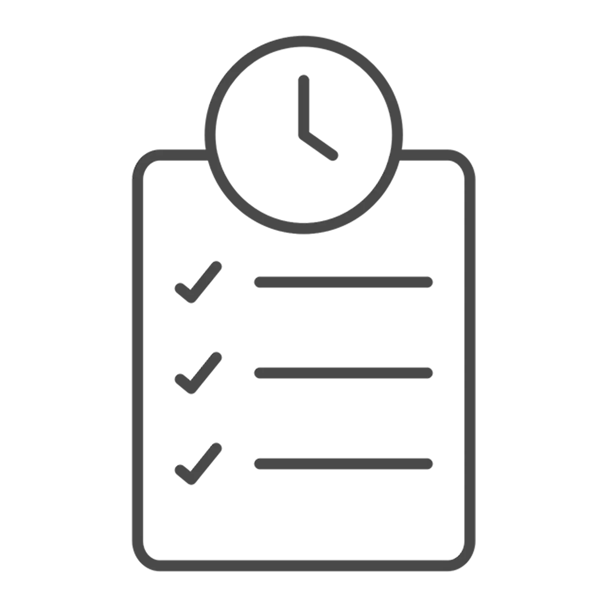 Icon of a document with a clock representing minutes